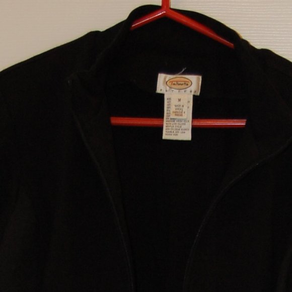 Talbots Women's Black Zipper Jacket W/ Quilted Sides & Elbow Patches Size M P - Picture 9 of 11
